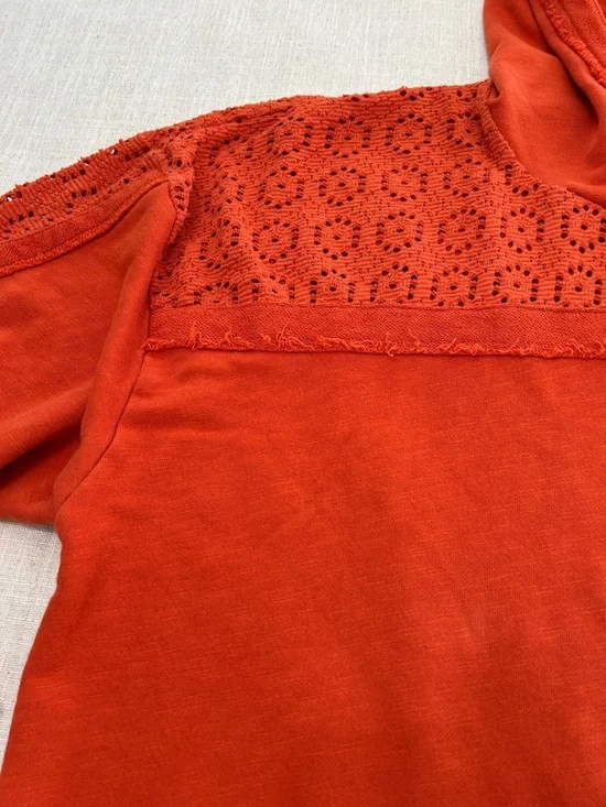 Daily Practice by Anthropologie Robyn Crocheted Hoodie Women's 3X Orange - Picture 4 of 15
